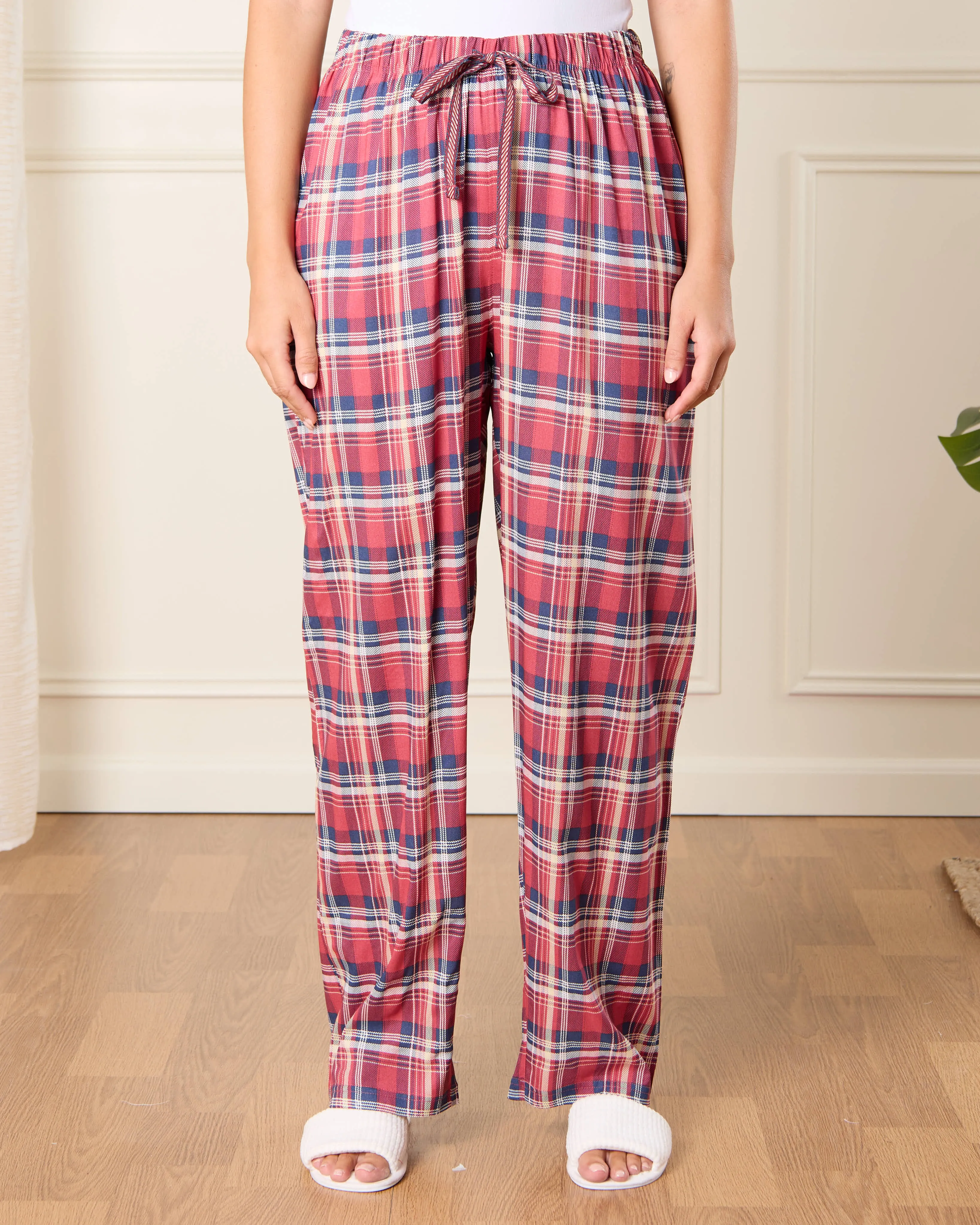 Women Red Checkered Pyjama Bottoms sold by Redtag