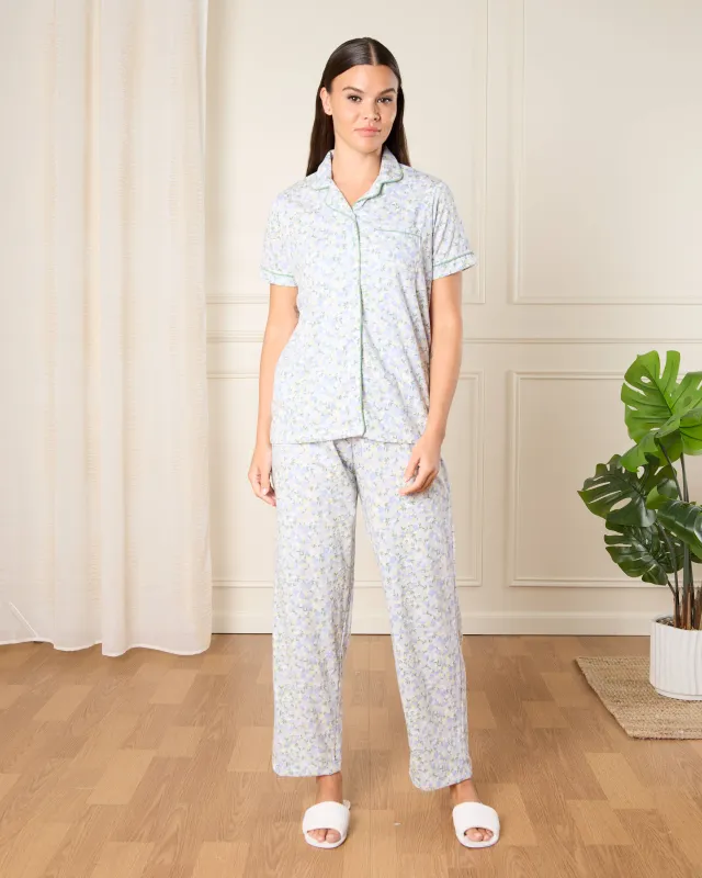 Women Blue Floral Print Pyjama Set (2 Piece) sold by Redtag