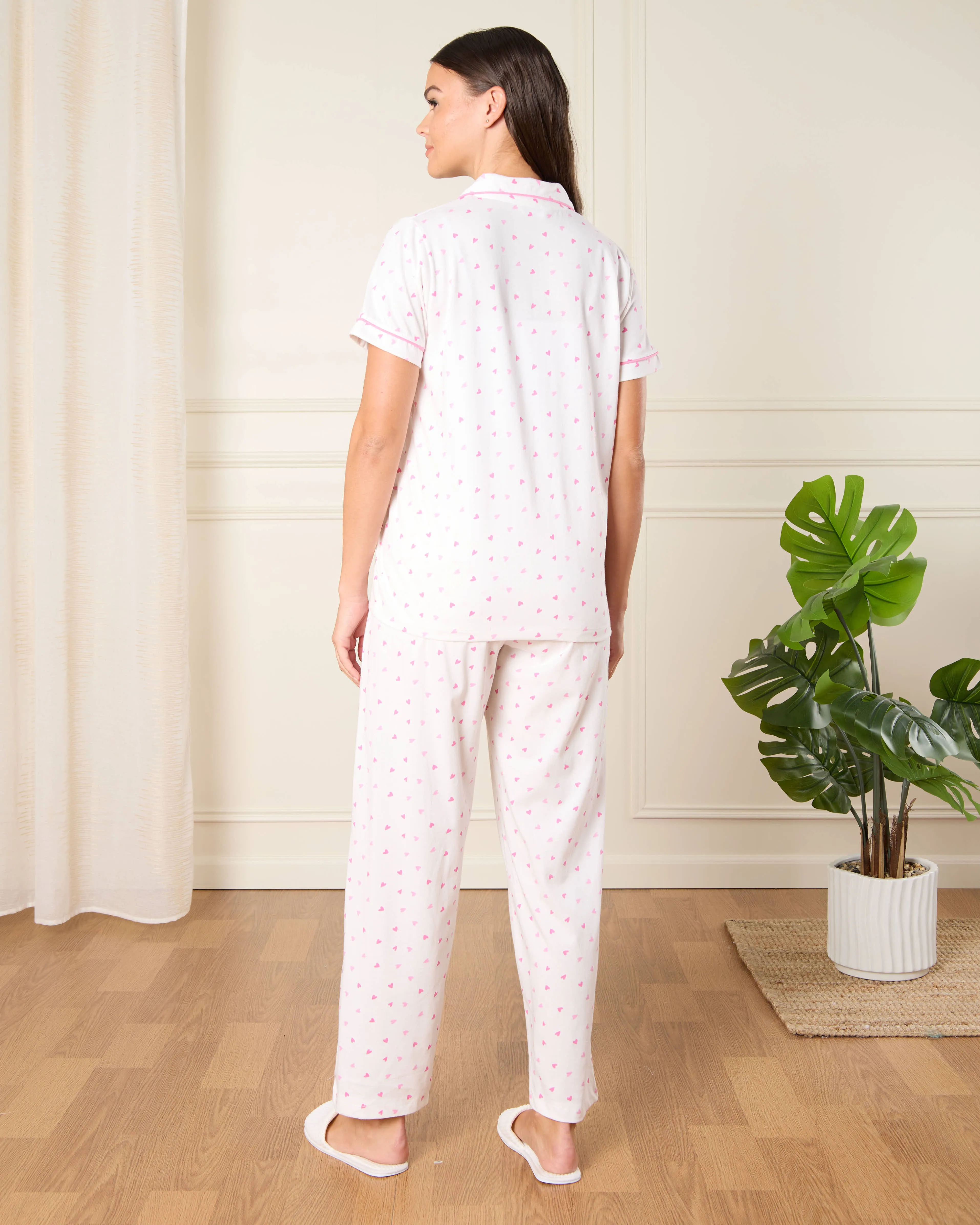 Women White Hearts Print Pyjama Set (2 Piece) sold by Redtag product image thumbnail 4