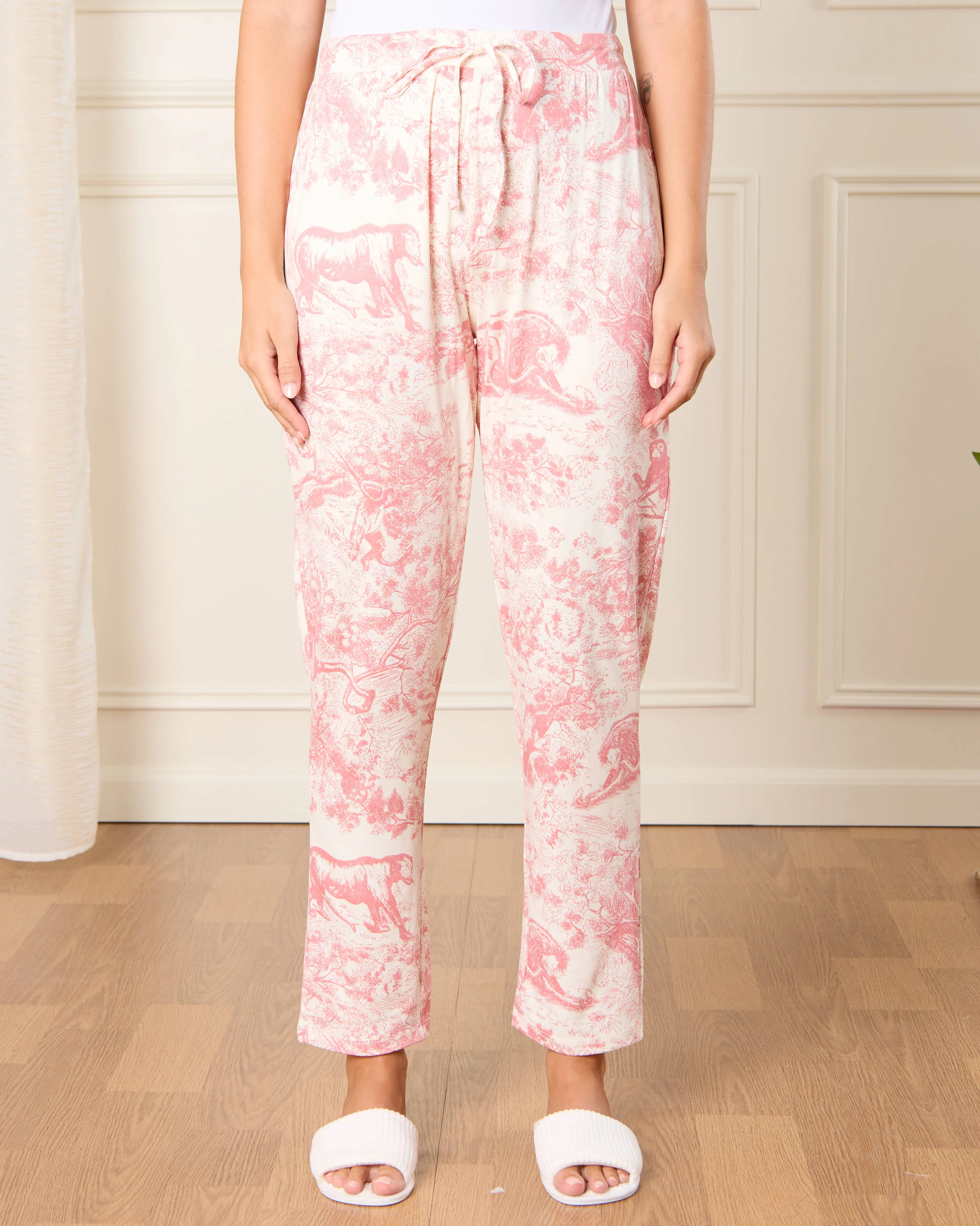 Women Pink Lace Printed Pyjama Set (2 Piece) sold by Redtag product image thumbnail 3