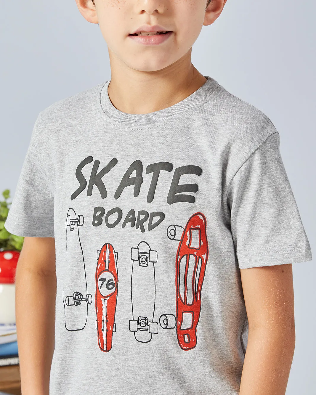 Boys Grey Skate Print T-Shirt sold by Redtag product image thumbnail 4