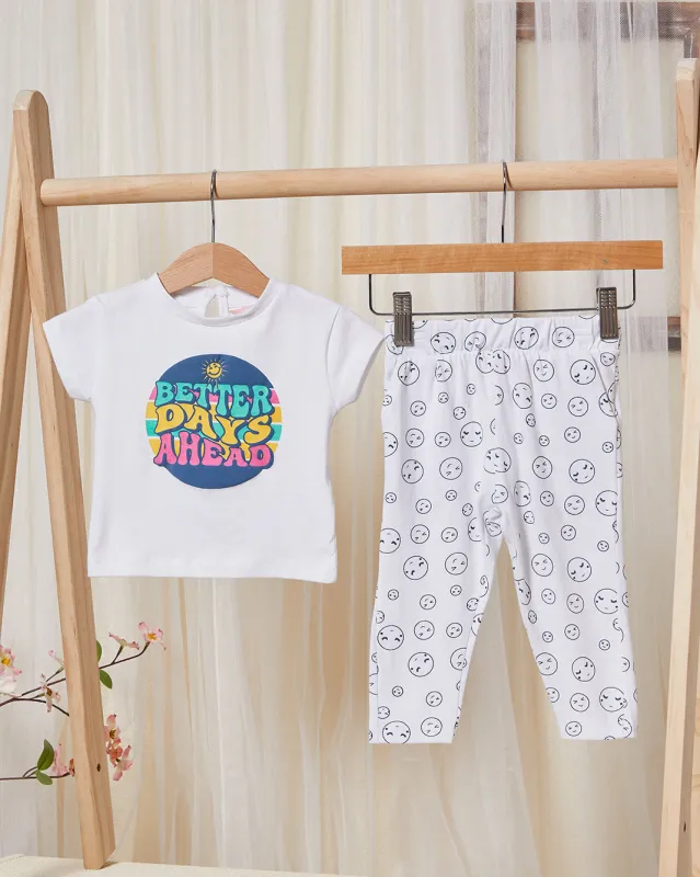 Infant Girls White Print Pyjama Set (2 Piece) sold by Redtag