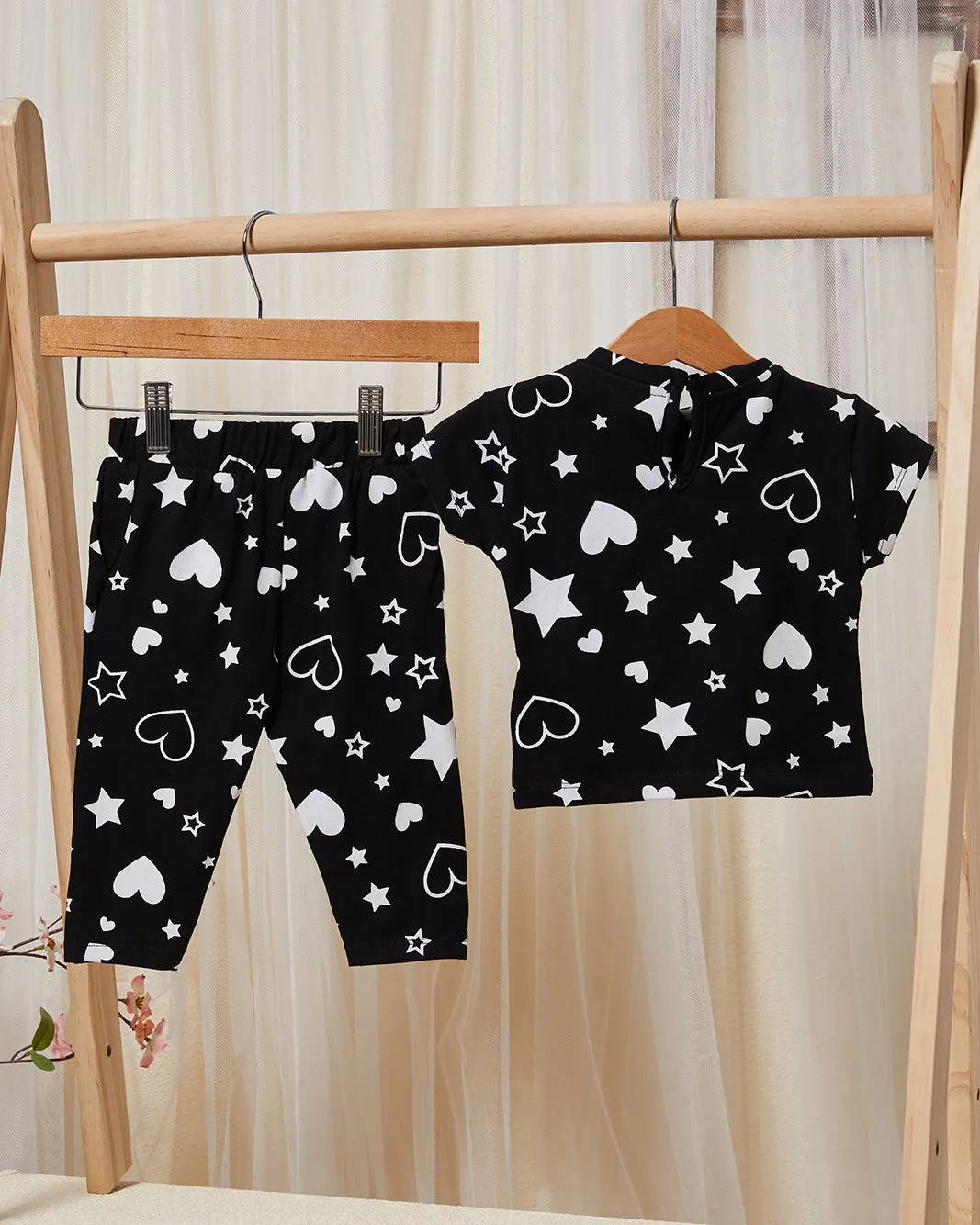 Infant Girls Black Hearts Print Pyjama Set (2 Piece) sold by Redtag product image thumbnail 4