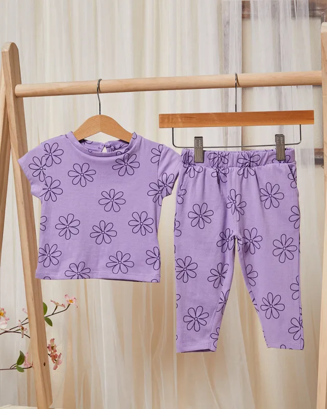 Infant Girls Lilac Floral Print Pyjama Set (2 Piece) sold by Redtag