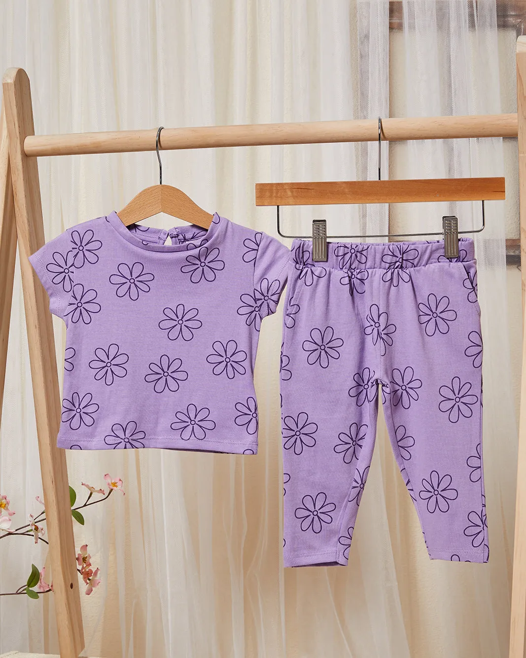 Infant Girls Lilac Floral Print Pyjama Set (2 Piece) sold by Redtag
