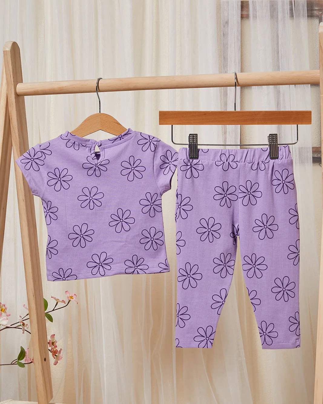 Infant Girls Lilac Floral Print Pyjama Set (2 Piece) sold by Redtag product image thumbnail 4