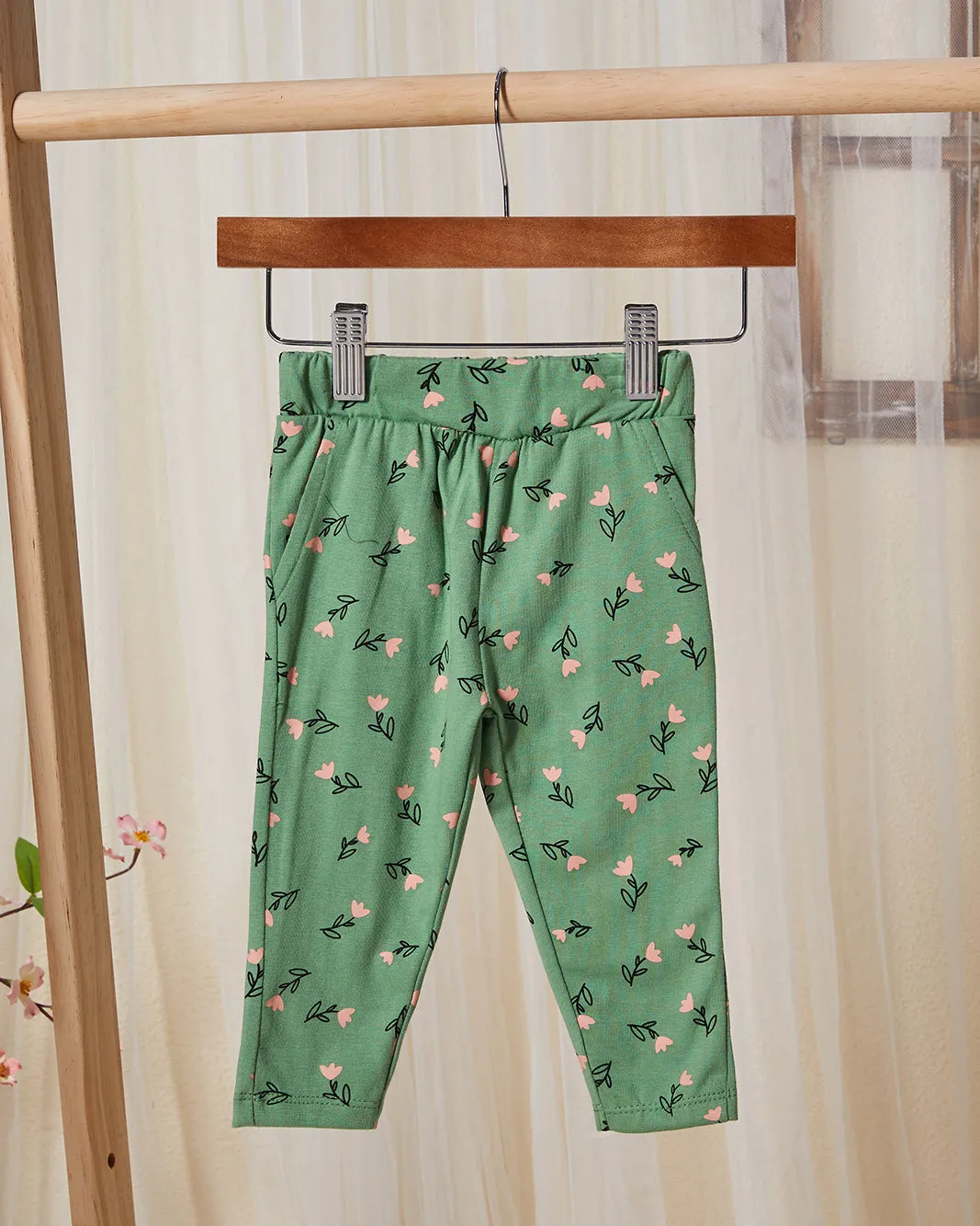 Infant Girls Green Floral Print Pyjama Set (2 Piece) sold by Redtag product image thumbnail 3