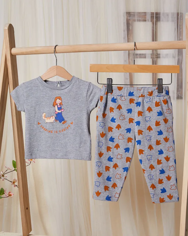 Infant Girls Grey Print Pyjama Set (2 Piece) sold by Redtag