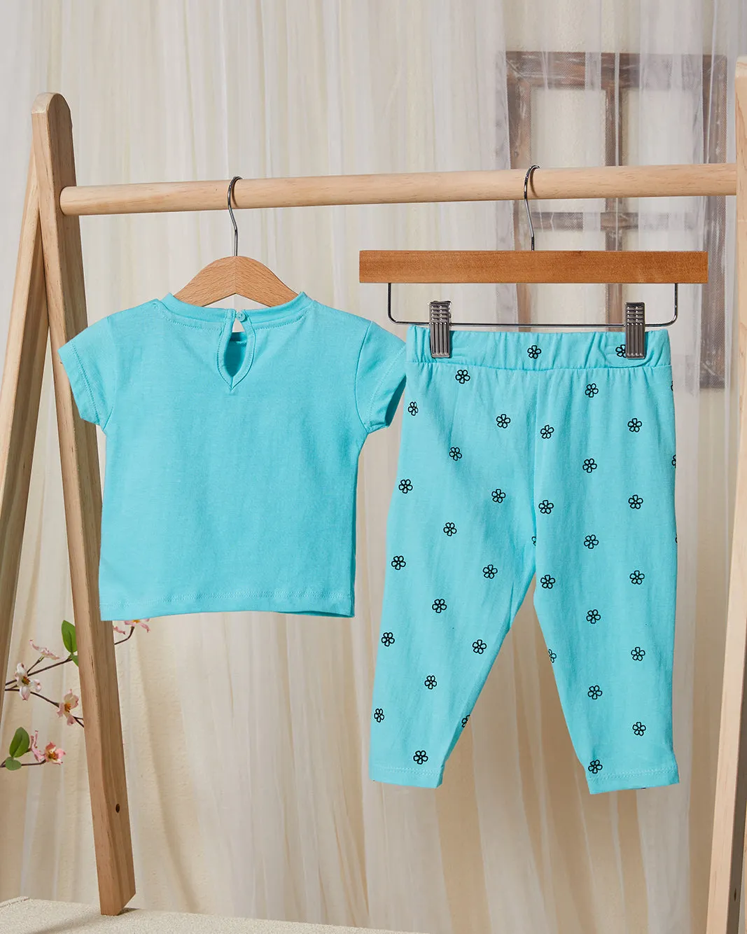 Infant Girls Blue Floral Print Pyjama Set (2 Piece) sold by Redtag product image thumbnail 4