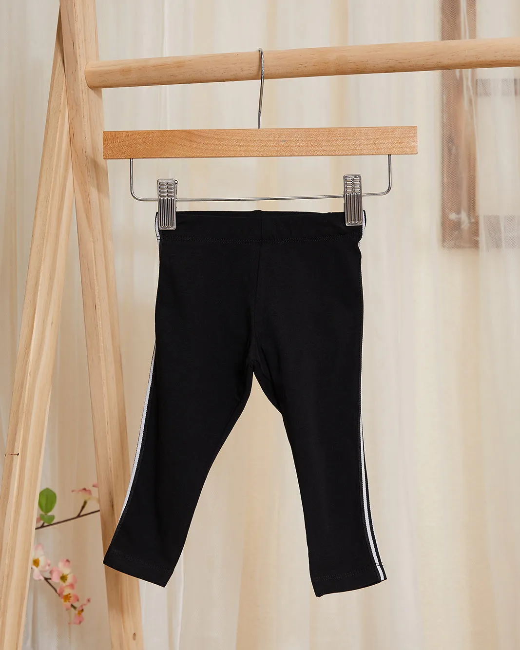 Infant Girls Black Leggings With Side Tape sold by Redtag