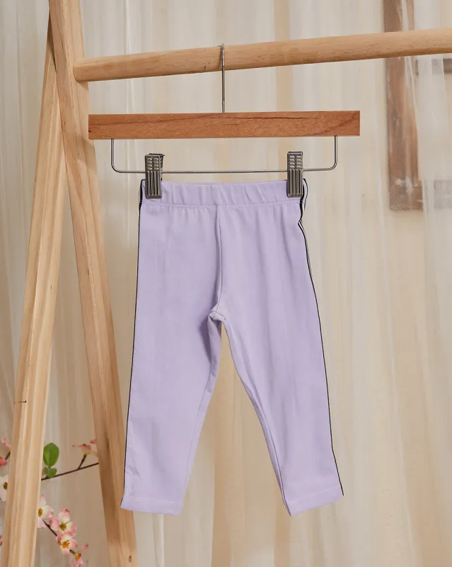 Infant Girl Lilac Leggings With Side Tape sold by Redtag