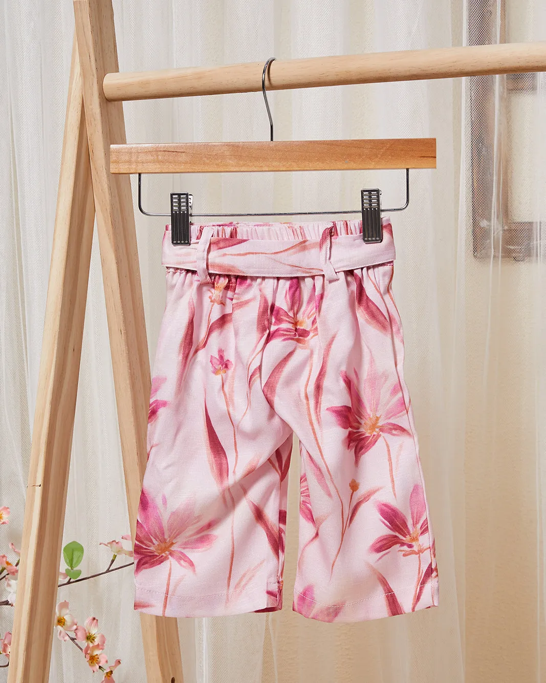 Infant Girls Pink And White Leaves Print Casual Trouser sold by Redtag product image thumbnail 4
