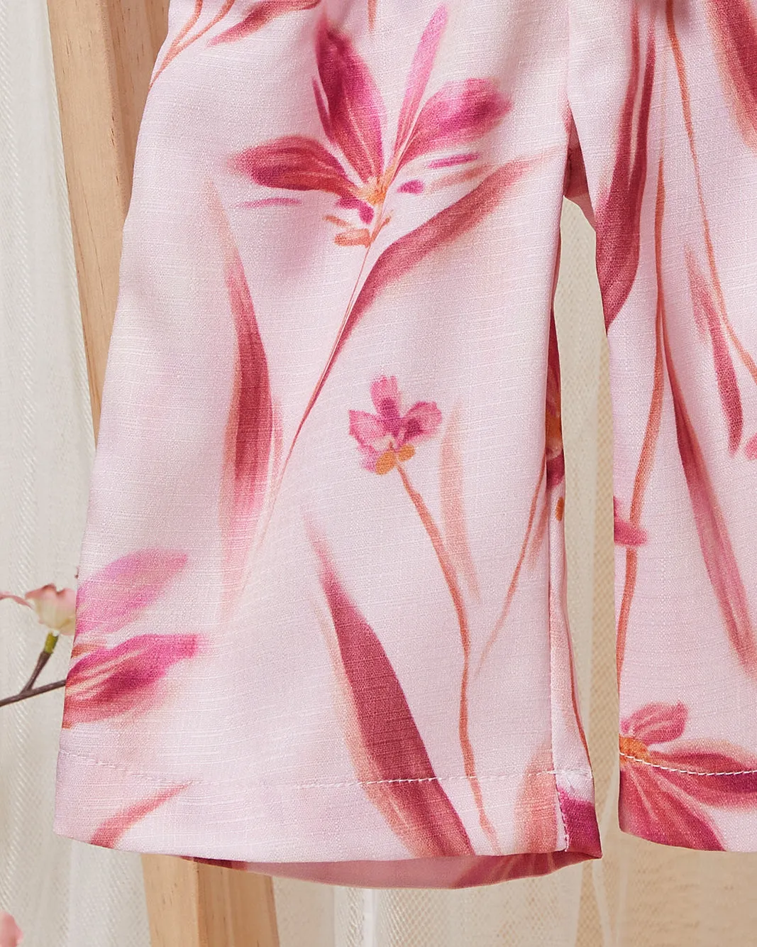 Infant Girls Pink And White Leaves Print Casual Trouser sold by Redtag product image thumbnail 3