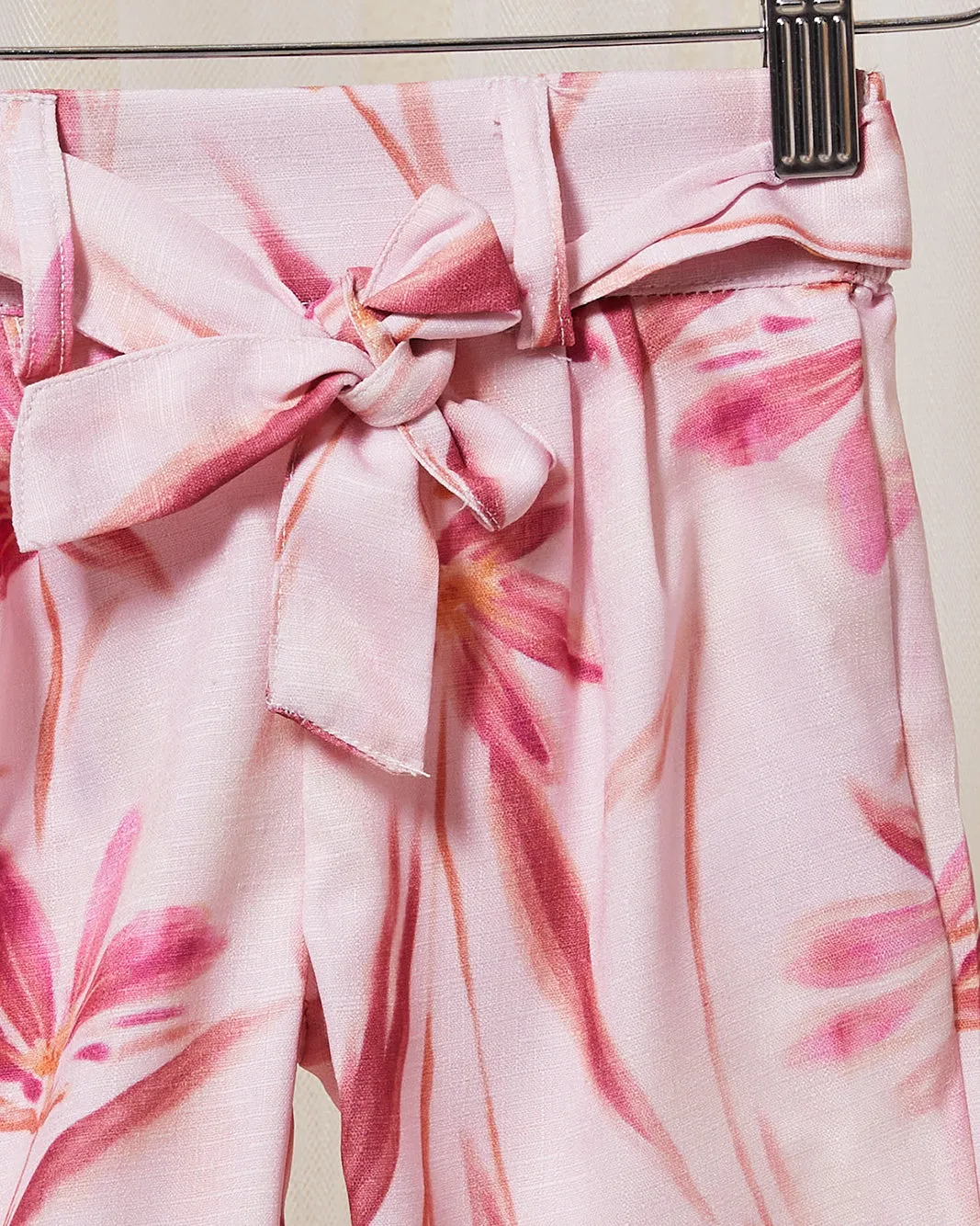 Infant Girls Pink And White Leaves Print Casual Trouser sold by Redtag product image thumbnail 2