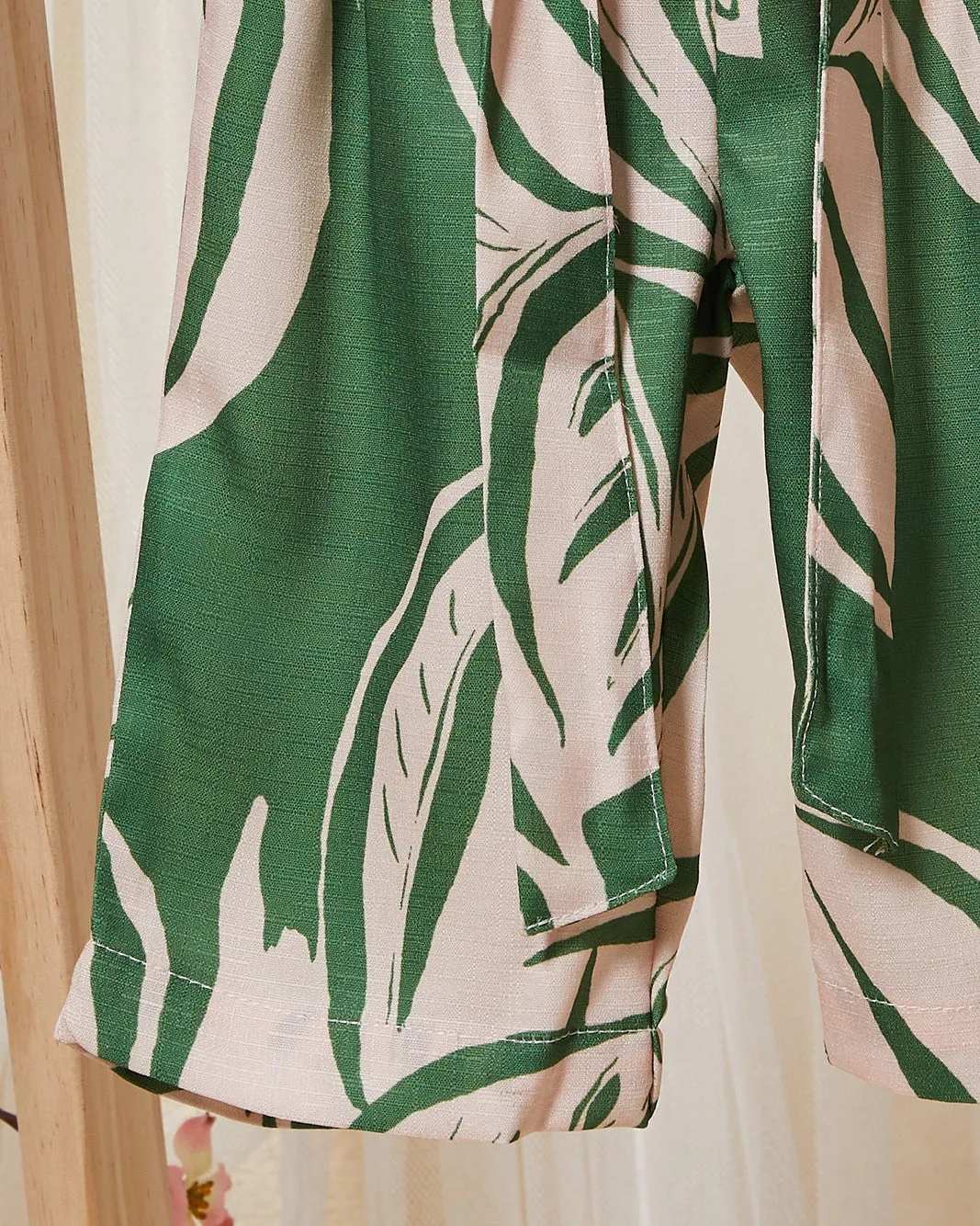 Infant Girls Green And Beige Leaves Print Casual Trouser sold by Redtag product image thumbnail 3