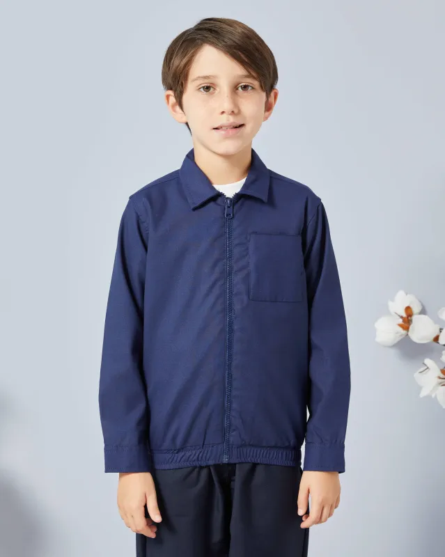 Boys Grey And White Zip Thru Shacket With T-Shirt (2 Piece) sold by Redtag