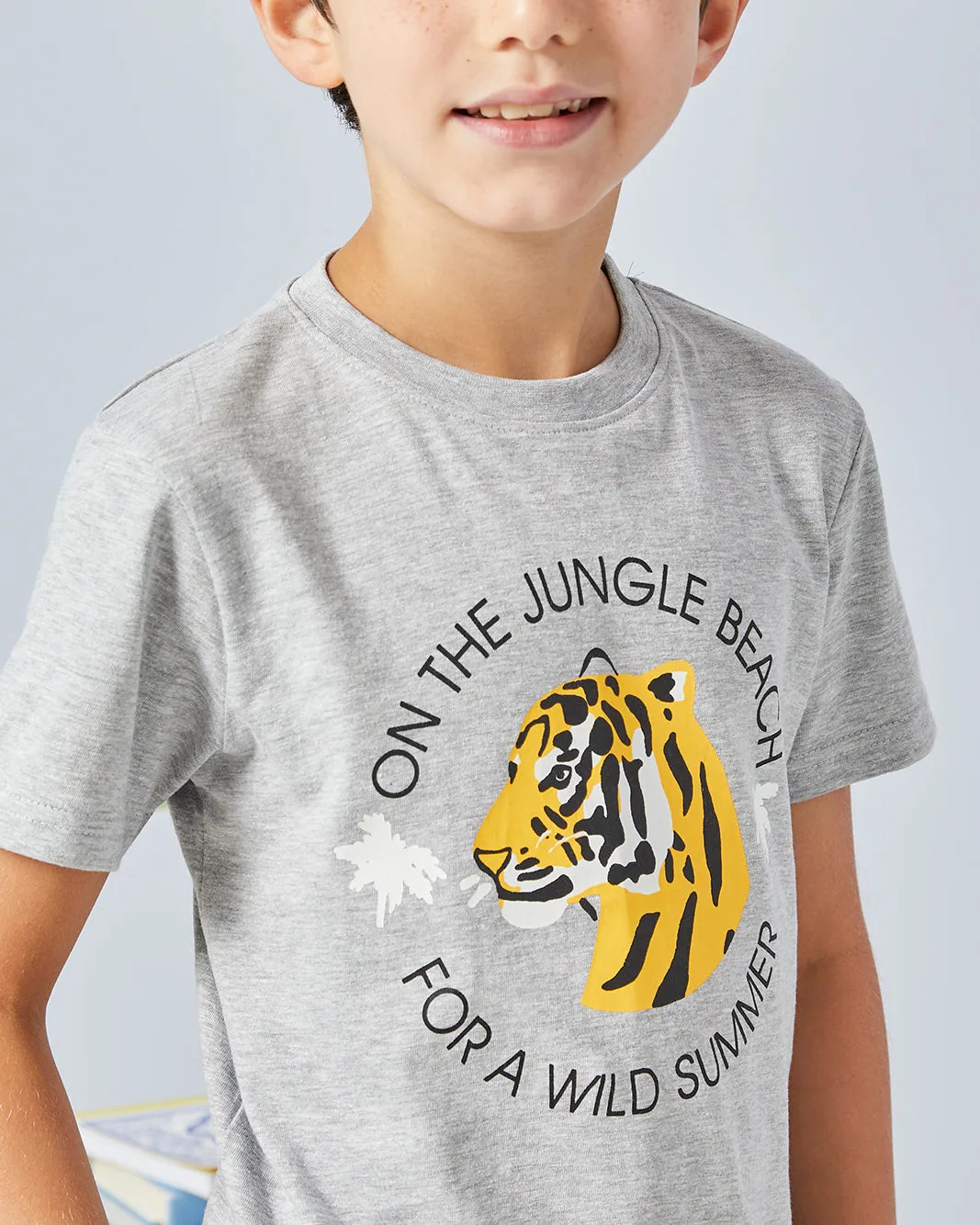 Boys Grey Tiger Print T-Shirt sold by Redtag product image thumbnail 4