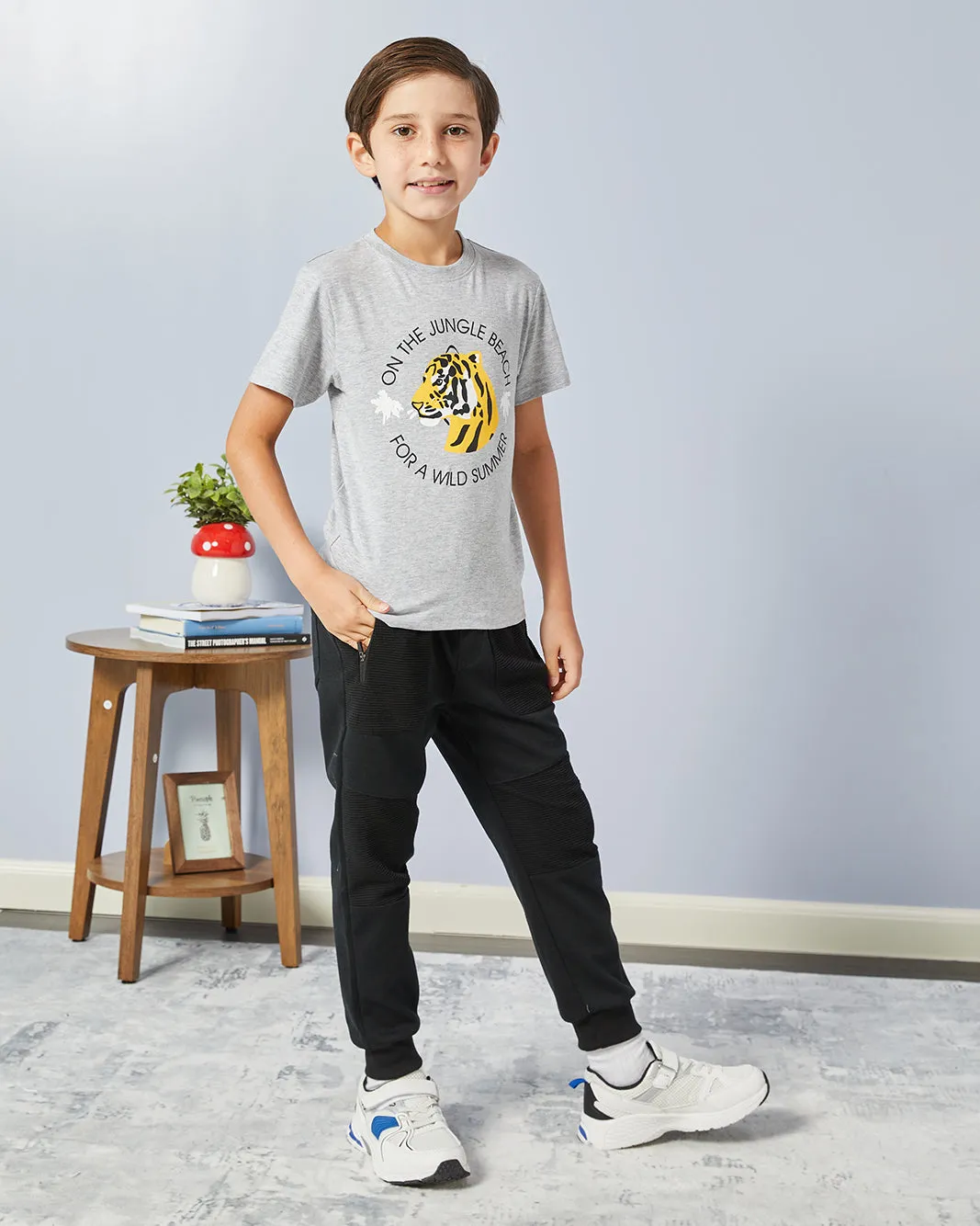 Boys Grey Tiger Print T-Shirt sold by Redtag product image thumbnail 2