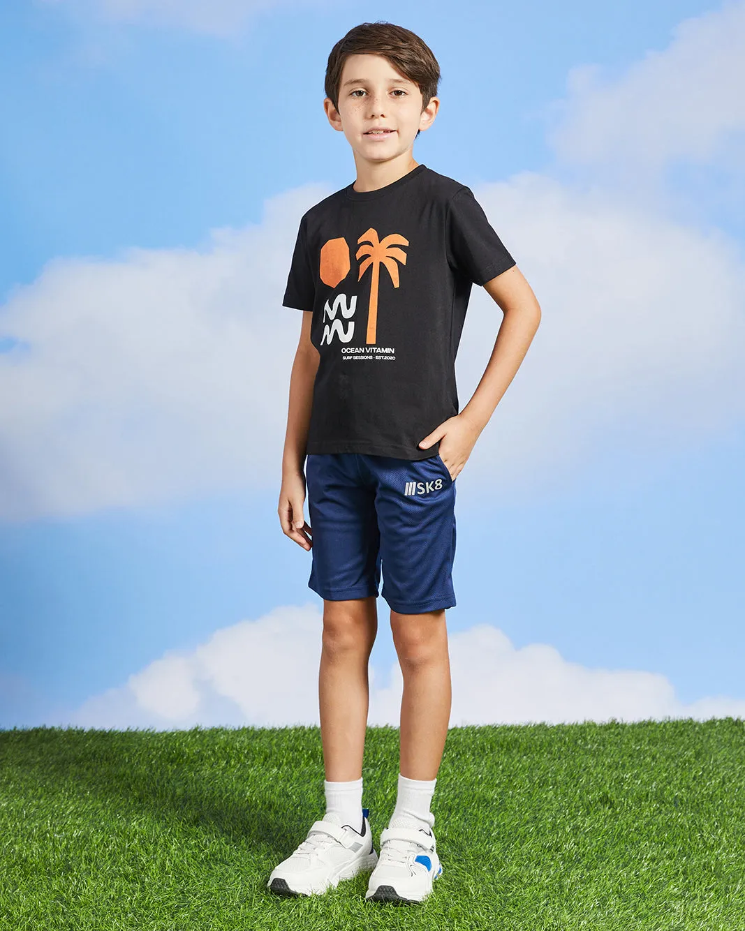Boys Black Beach Print T-Shirt sold by Redtag product image thumbnail 2