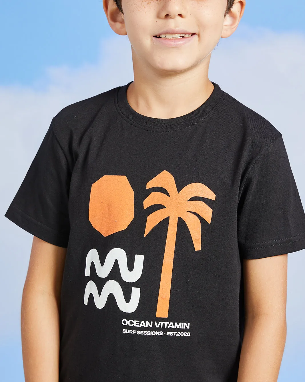 Boys Black Beach Print T-Shirt sold by Redtag product image thumbnail 4
