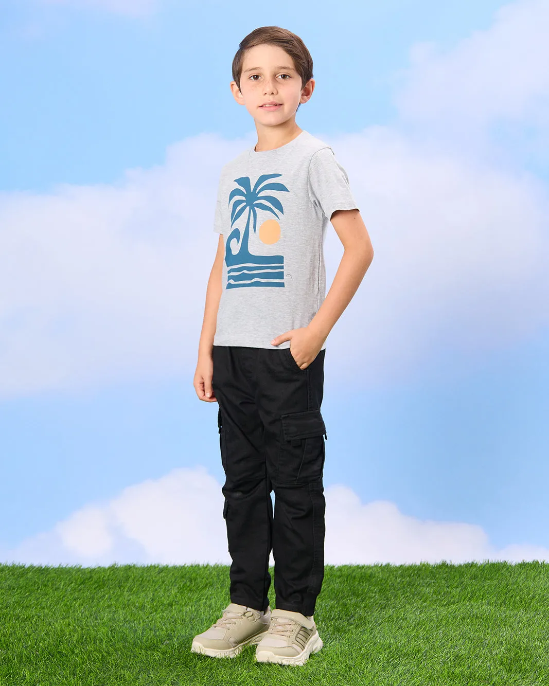 Boys Grey Island Print T-Shirt sold by Redtag product image thumbnail 2
