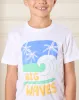 Boys White Big Waves Print T-Shirt sold by Redtag