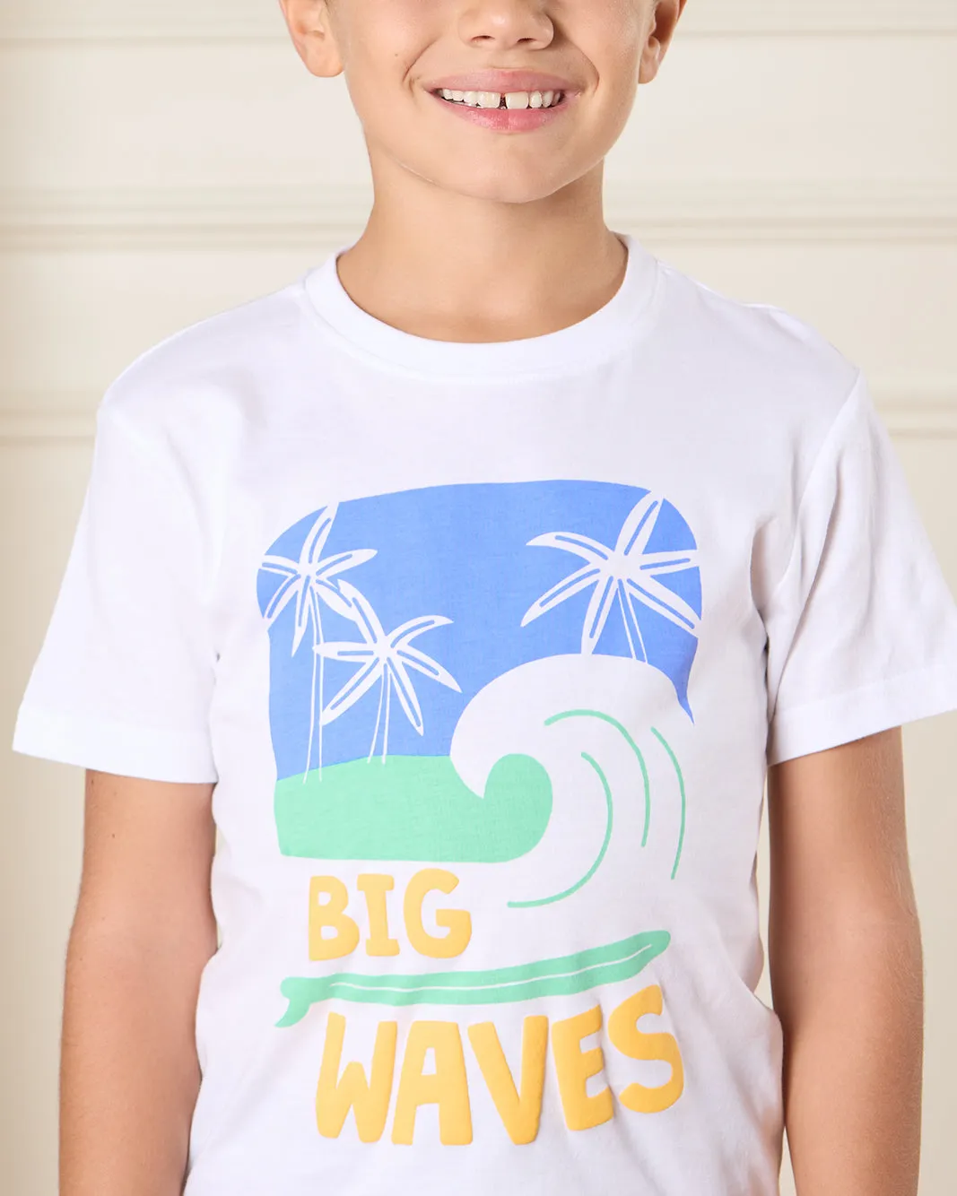 Boys White Big Waves Print T-Shirt sold by Redtag product image thumbnail 4