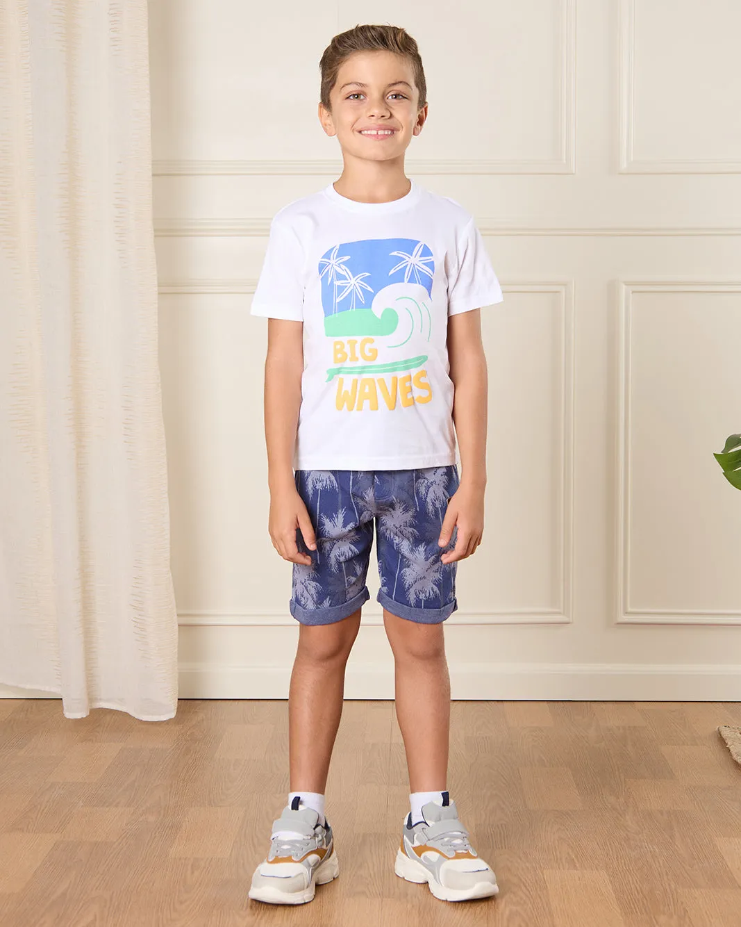 Boys White Big Waves Print T-Shirt sold by Redtag product image thumbnail 2
