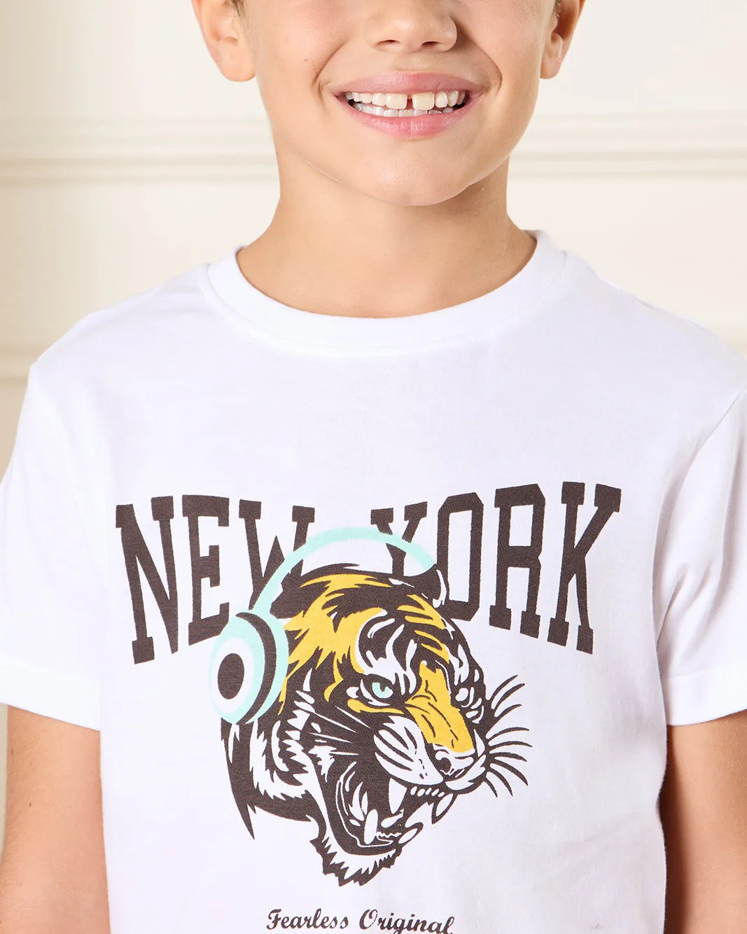 Boys White New York Print T-Shirt sold by Redtag product image thumbnail 4