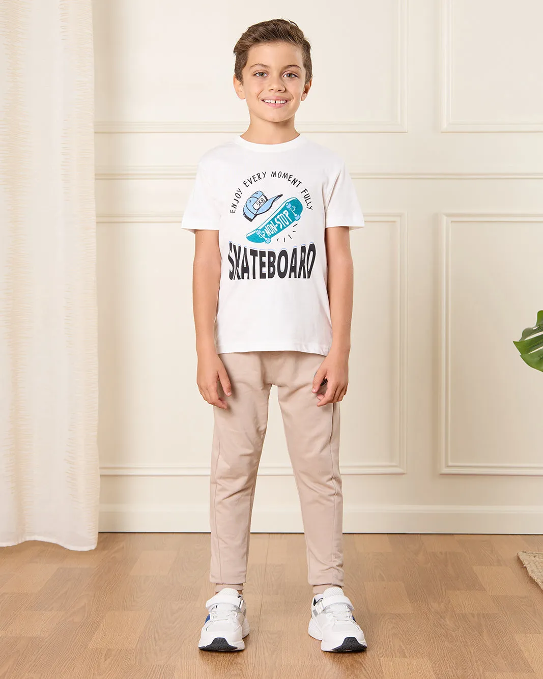 Boys White Skateboard Print T-Shirt sold by Redtag product image thumbnail 2