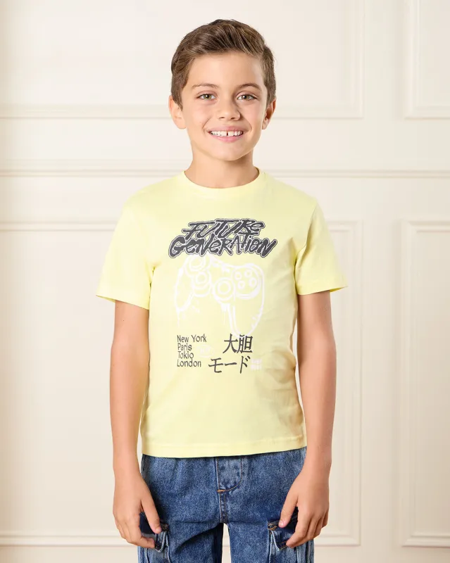 Boys Yellow Future Generation Print T-Shirt sold by Redtag