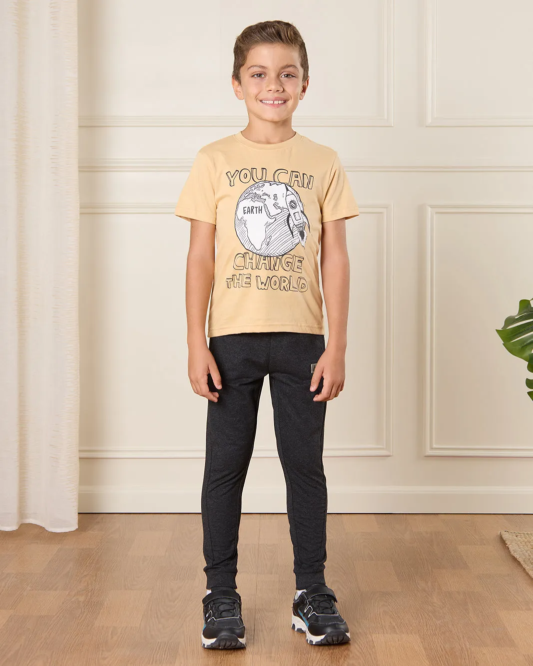 Boys Beige Earth Print T-Shirt sold by Redtag product image thumbnail 2