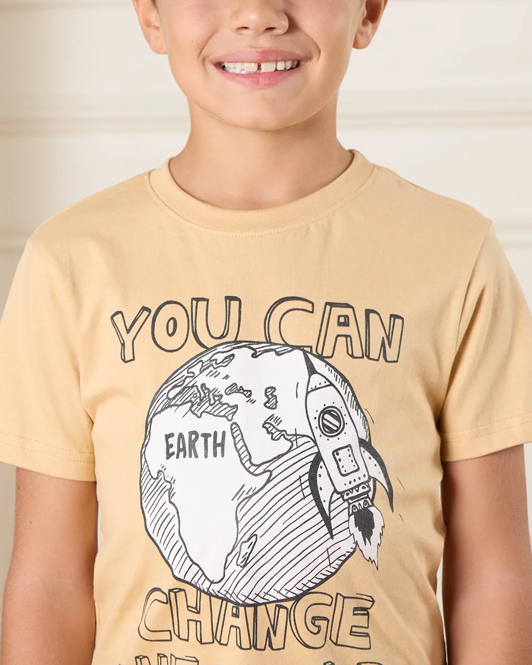 Boys Beige Earth Print T-Shirt sold by Redtag product image thumbnail 4