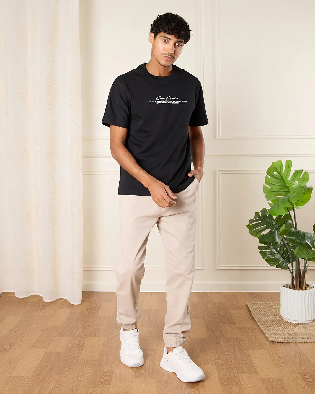 Men Grey Solid Twill Jogger sold by Redtag product image thumbnail 2
