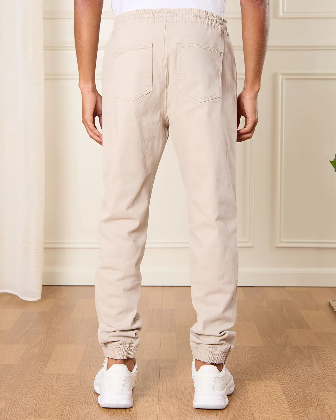 Men Grey Solid Twill Jogger sold by Redtag product image thumbnail 3