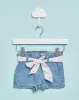 Infant Girls Blue  Shorts With Printed Fabric Belt sold by Redtag
