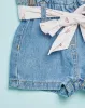 Infant Girls Blue  Shorts With Printed Fabric Belt sold by Redtag