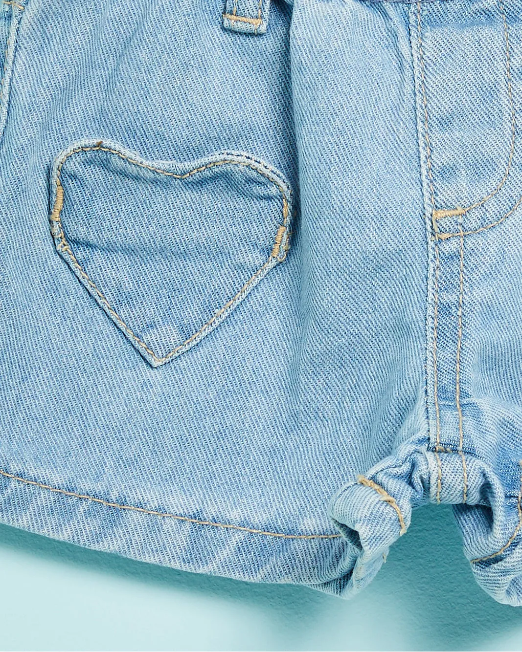 Infant Girls Blue Shorts With Heart Patch sold by Redtag product image thumbnail 3