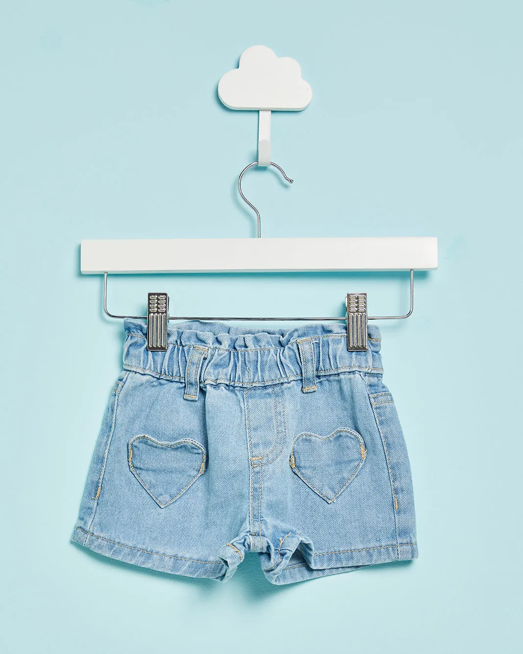 Infant Girls Blue Shorts With Heart Patch sold by Redtag