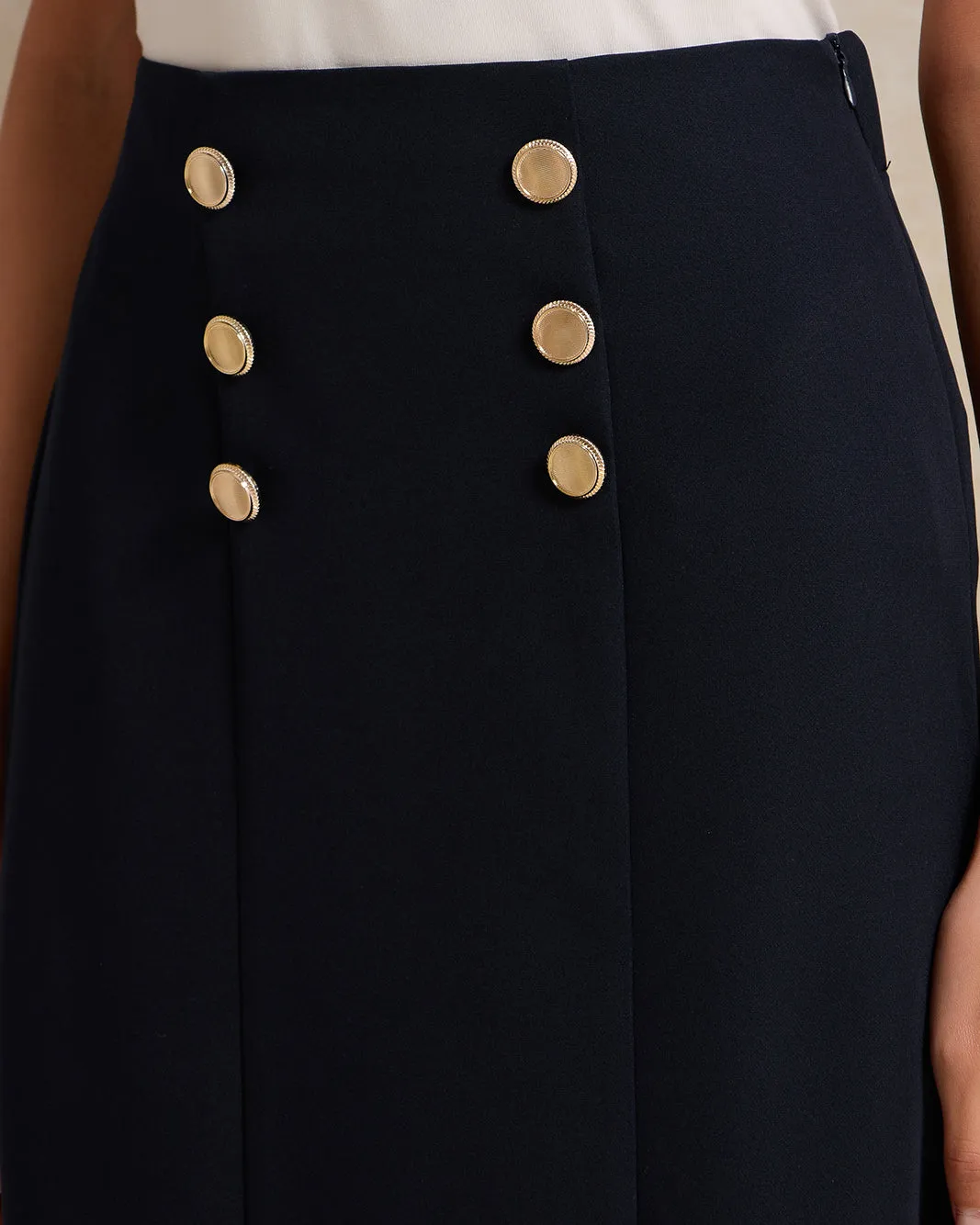 Women Navy Skirt With Button Details sold by Redtag product image thumbnail 4