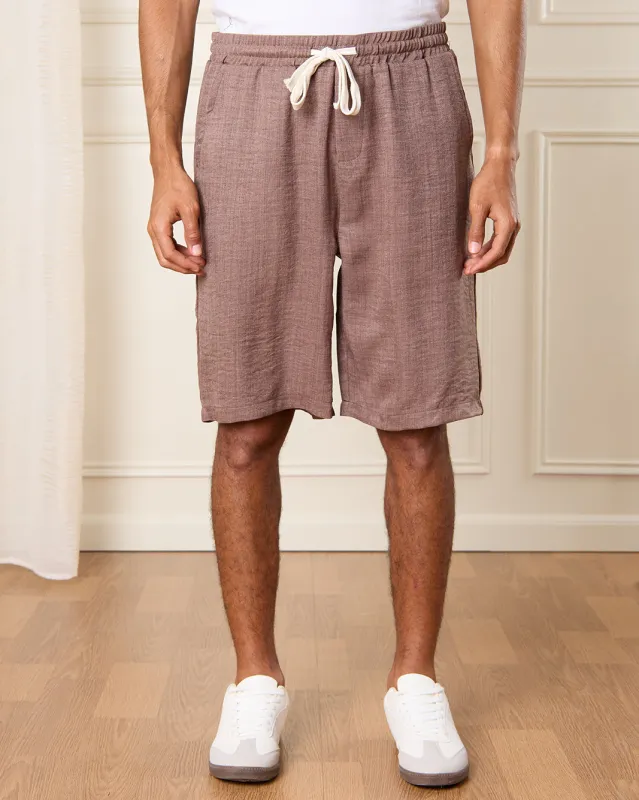 Men Beige Solid Lounge Shorts sold by Redtag