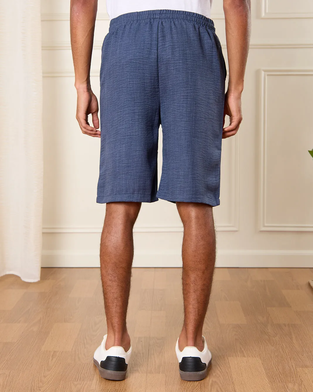 Men Navy Solid Lounge Shorts sold by Redtag product image thumbnail 3