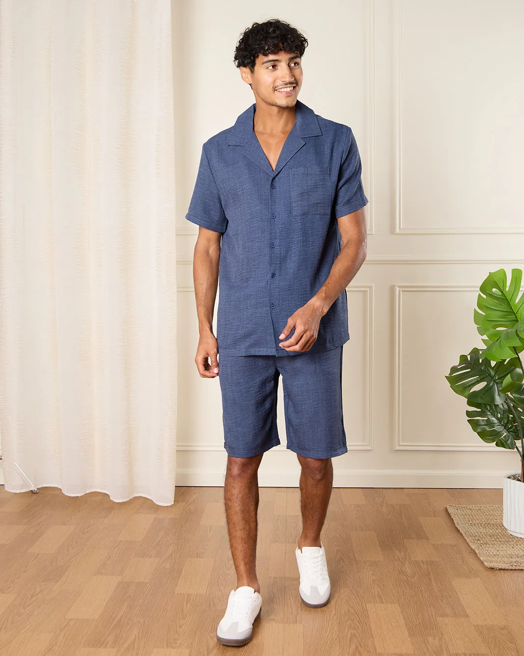 Men Navy Solid Lounge Shorts sold by Redtag product image thumbnail 2