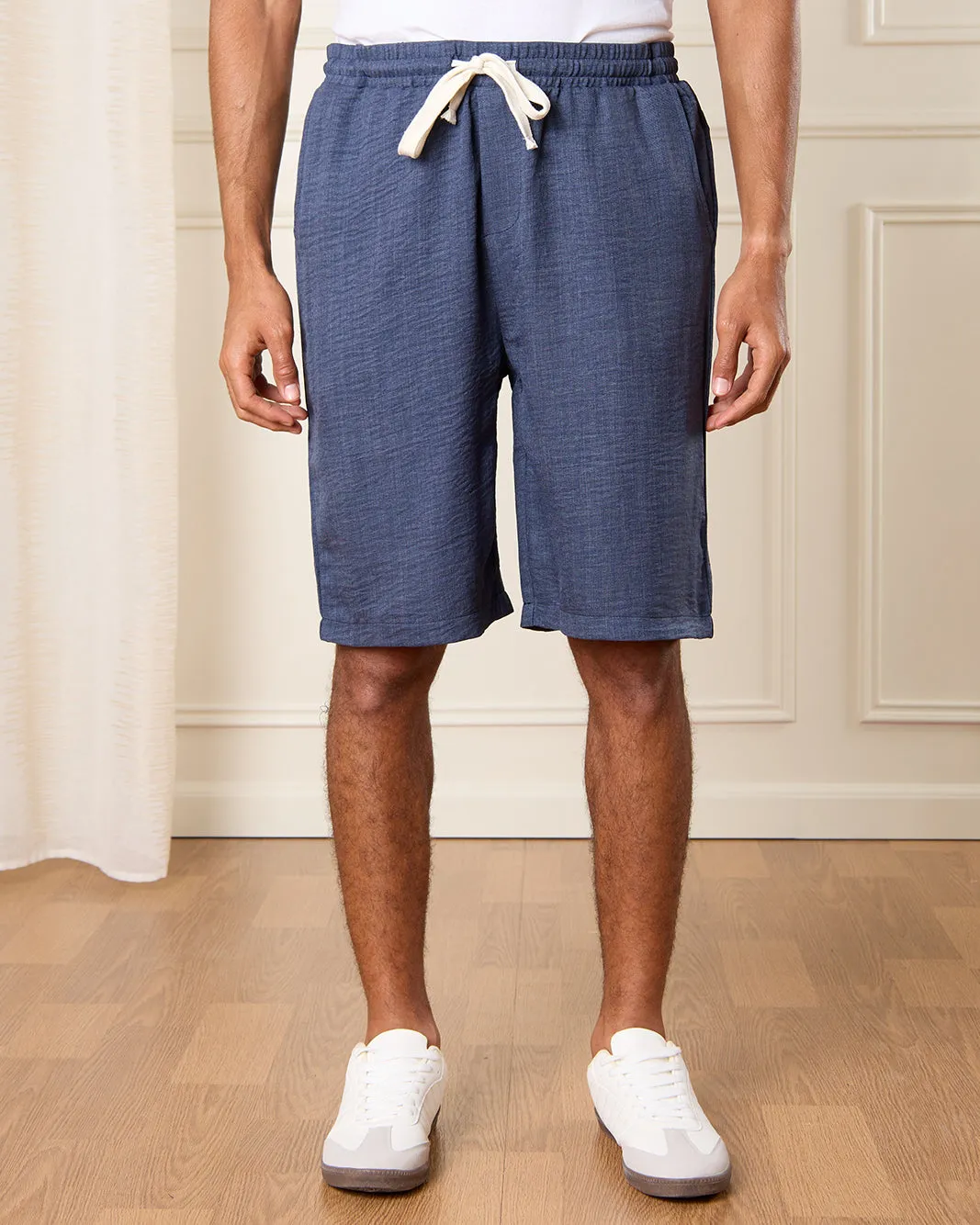 Men Navy Solid Lounge Shorts sold by Redtag