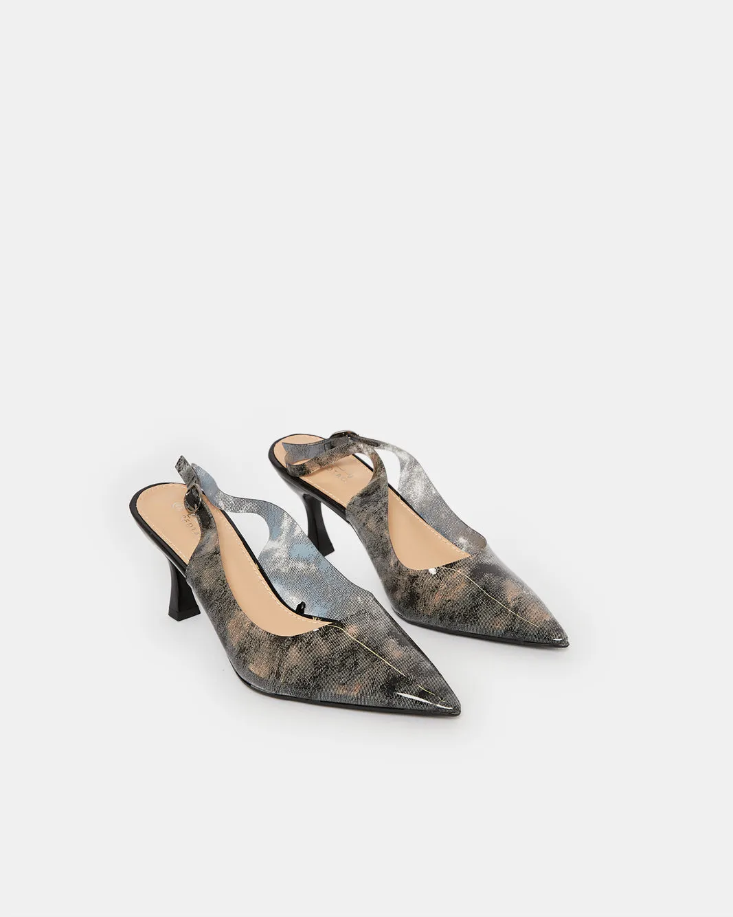 Women Black Embellished Slingback sold by Redtag product image thumbnail 2