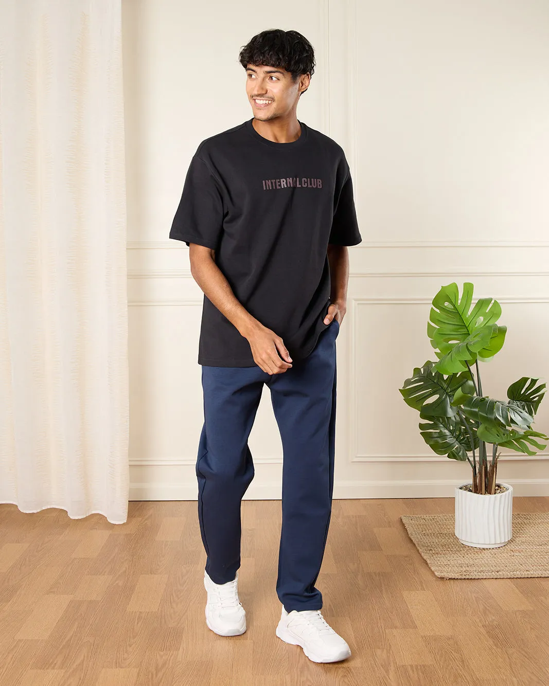 Men Black InternalClub Print T-Shirt sold by Redtag product image thumbnail 2