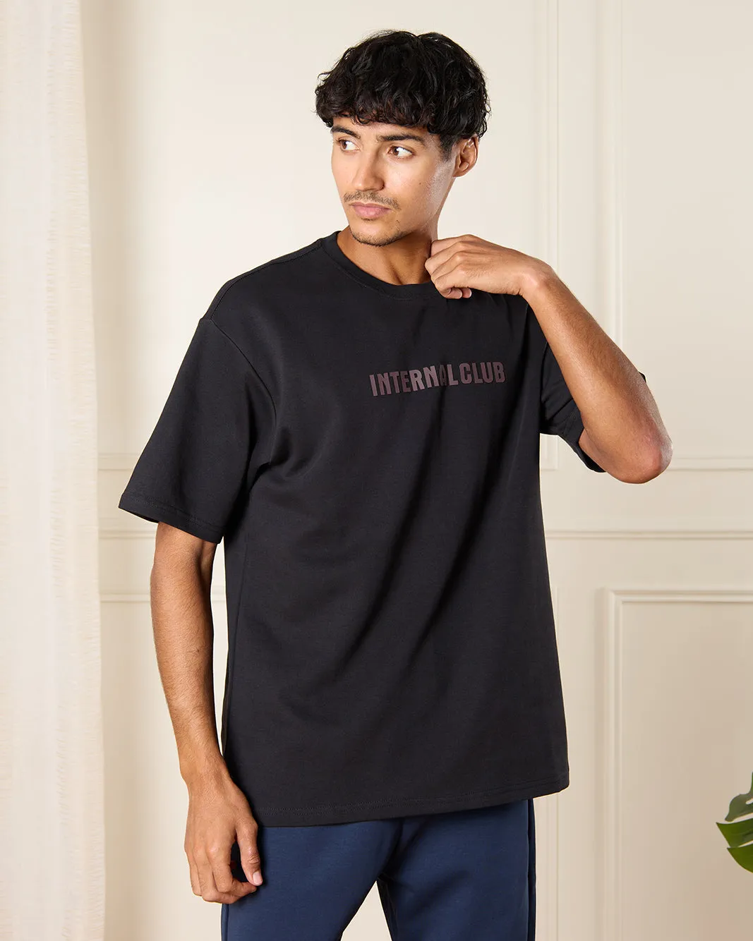 Men Black InternalClub Print T-Shirt sold by Redtag