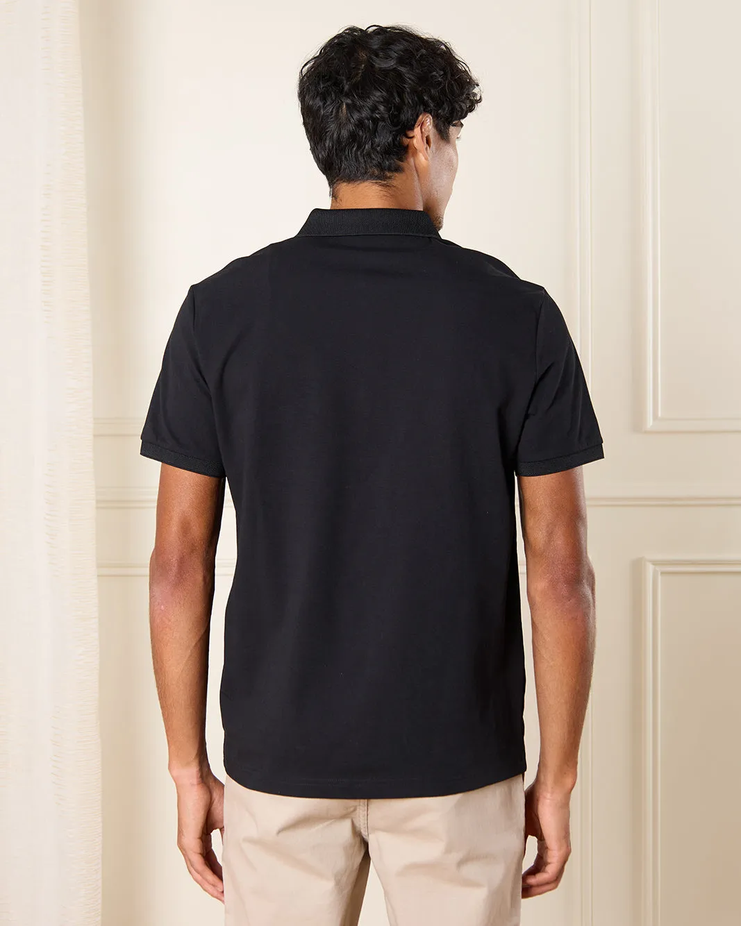Men Black Plain Polo Shirt sold by Redtag product image thumbnail 3