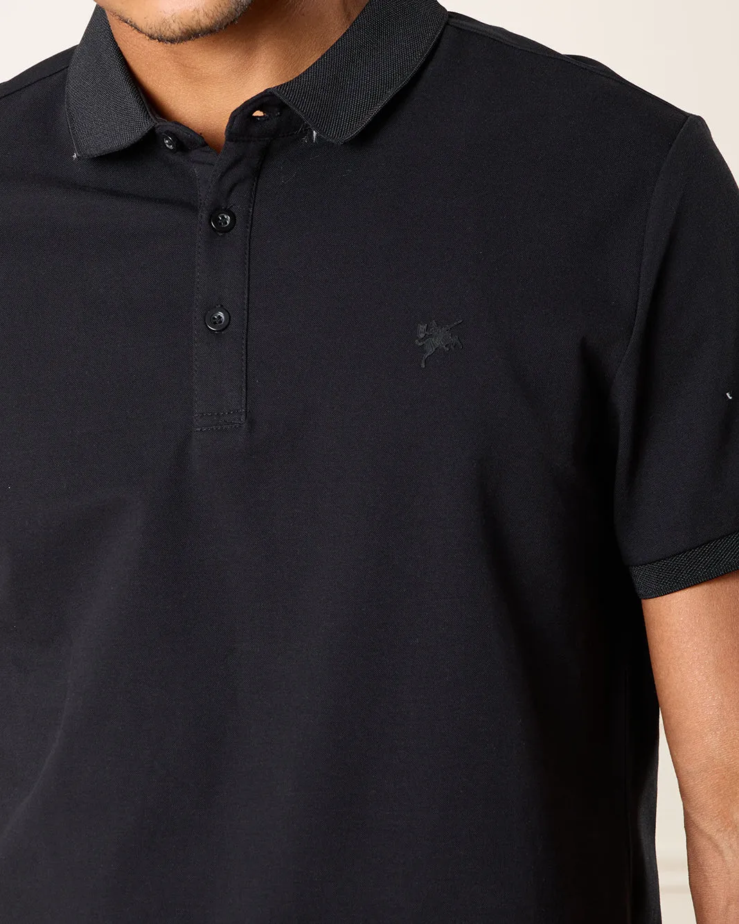 Men Black Plain Polo Shirt sold by Redtag product image thumbnail 4