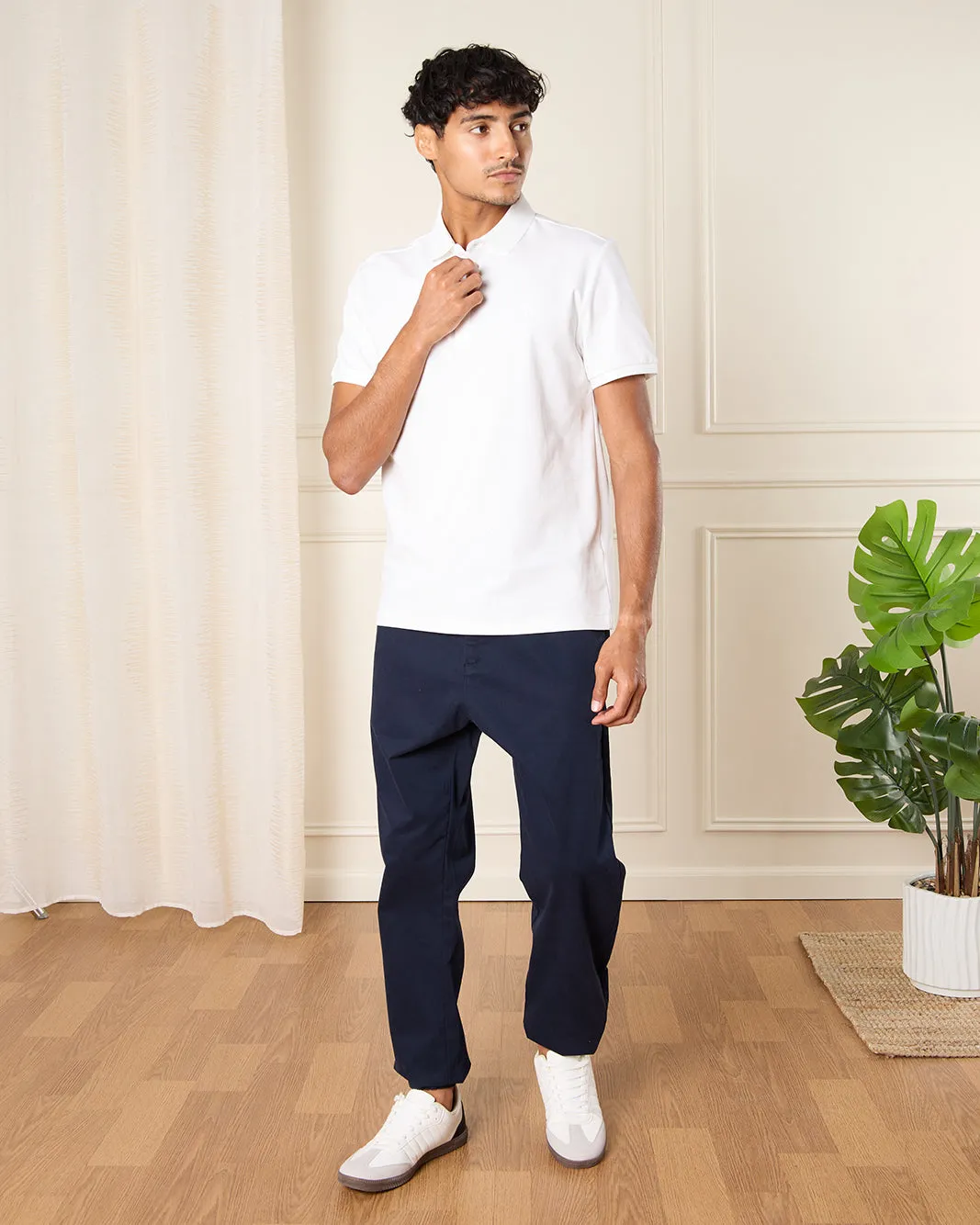 Men White Plain Polo Shirt sold by Redtag product image thumbnail 2